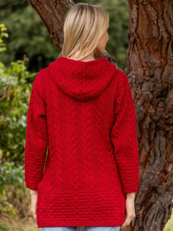 Clearance Sweater Shop Hooded Coat with Celtic Knot Zipper Cherry