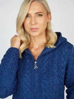Sale Sweater Shop Hooded Zip Coat - Blue Marl