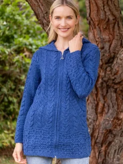 Sale Sweater Shop Hooded Zip Coat - Blue Marl