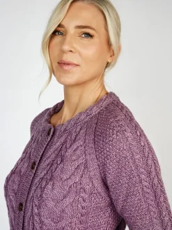 New Sweater Shop Irish Aran Cardigan Lavender