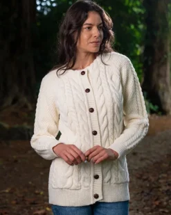 Online Sweater Shop Irish Aran Cardigan Natural