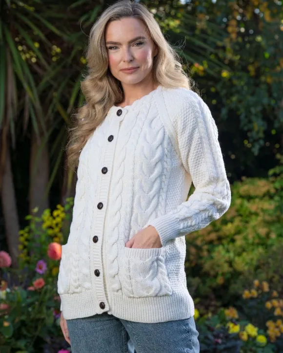 Online Sweater Shop Irish Aran Cardigan Natural