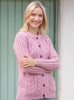 Outlet Sweater Shop Irish aran Cardigan Rose