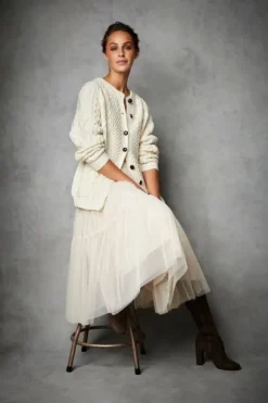 Online Sweater Shop Irish Aran Handknit Lumber Cardigan Natural