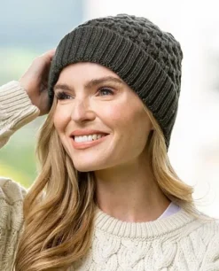 Outlet Sweater Shop Irish Aran Hat Army Green