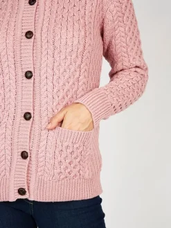 Outlet Sweater Shop Irish Aran Lumber Cardigan Rose 1505
