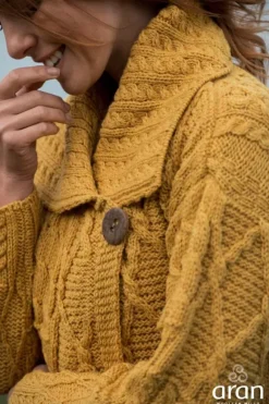 Hot Sweater Shop Irish Aran One Button Cardigan