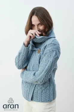 Hot Sweater Shop Irish Aran One Button Cardigan
