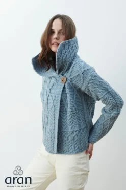 Hot Sweater Shop Irish Aran One Button Cardigan