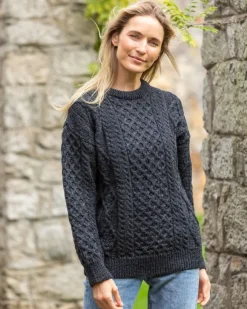 Clearance Sweater Shop Irish Aran Unisex Sweater Charcoal