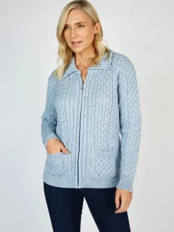 Best Sweater Shop Irish Cardigan with Zip Sky Blue