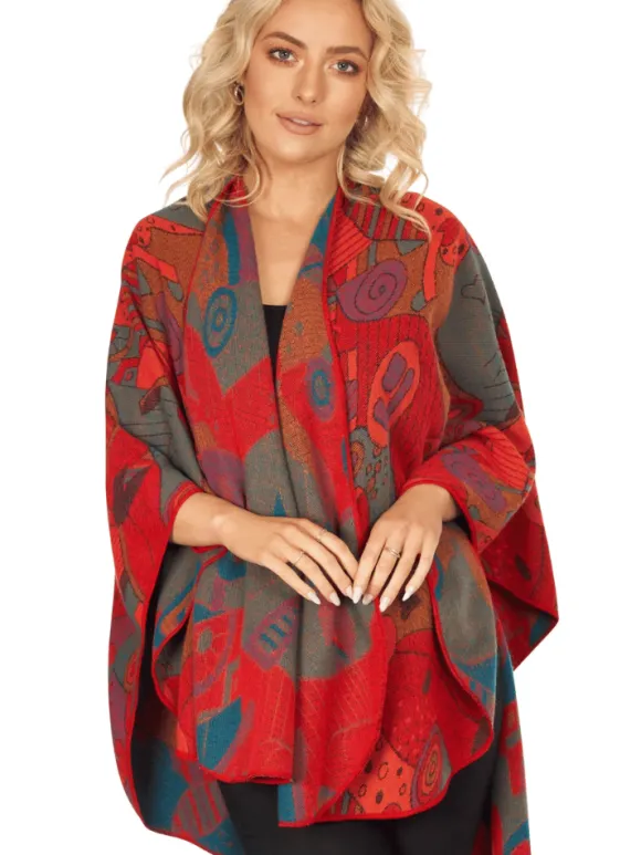 Clearance Sweater Shop Irish Celtic Design Shawl Red