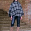 Discount Sweater Shop Irish Tweed Poncho Grey / Black Mix col.21