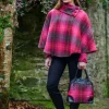 Clearance Sweater Shop Irish Tweed Poncho Pink Check 223