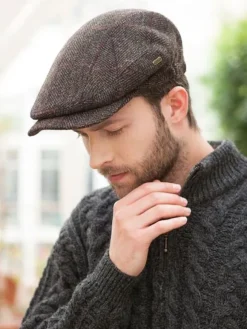 Online Sweater Shop Kerry Cap Brown Herringbone