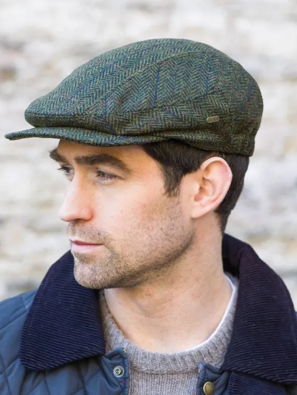 Fashion Sweater Shop Kerry Peak Cap Green Herringbone 27