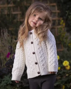 Outlet Sweater Shop Kids Aran Cardigan Natural