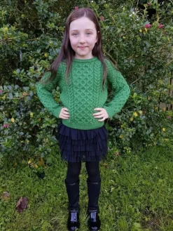 Hot Sweater Shop Kids Aran Sweater Green
