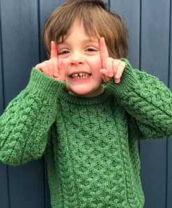 Hot Sweater Shop Kids Aran Sweater Green