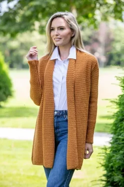 Outlet Sweater Shop Kilcoole Textured Coatigan Golden Ochre
