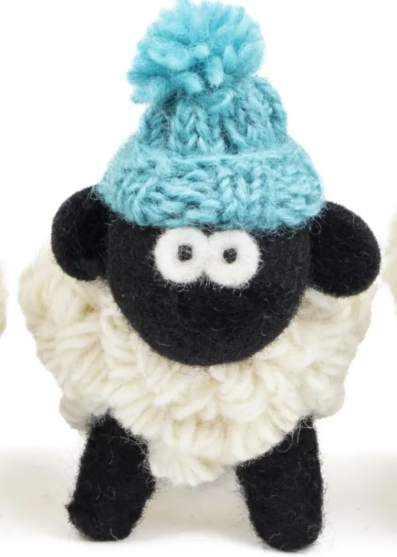 Online Sweater Shop Knitted Sheep with Bobble Hat Teal Blue - Large