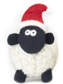 Online Sweater Shop Knitted Sheep with Santa Hat - Medium