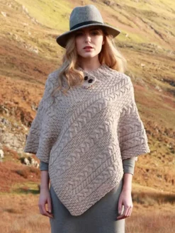 Hot Sweater Shop Ladies Aran Poncho One Size