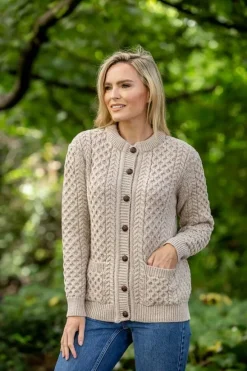 Sale Sweater Shop Ladies Cable Knit Cardigan Parsnip