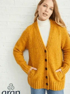Clearance Sweater Shop Ladies Donegal Cardigan Yellow