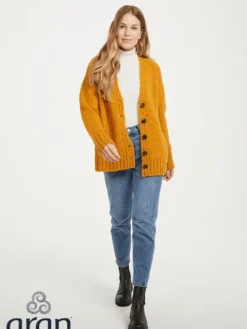 Clearance Sweater Shop Ladies Donegal Cardigan Yellow