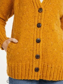 Clearance Sweater Shop Ladies Donegal Cardigan Yellow