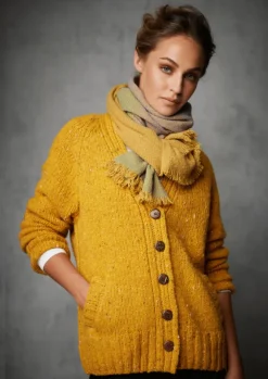Clearance Sweater Shop Ladies Donegal Cardigan Yellow