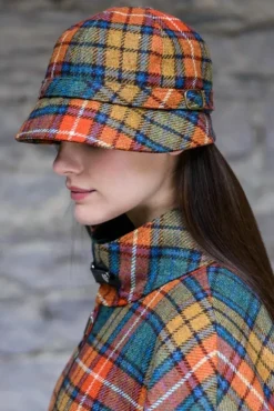 New Sweater Shop Ladies Irish Flapper Cap Orange Check Col: 60