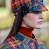 Sale Sweater Shop LADIES IRISH NEWSBOY CAP ORANGE CHECK Col: 60