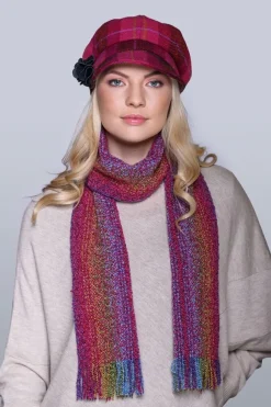 Online Sweater Shop Ladies Newsboy Hat Pink Check 223
