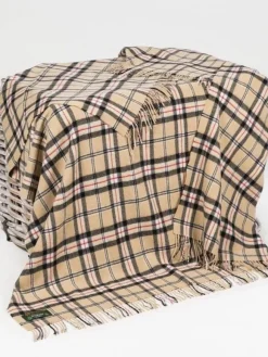 Clearance Sweater Shop Lambswool Throw Camel of Merrick Tartan Col: 621