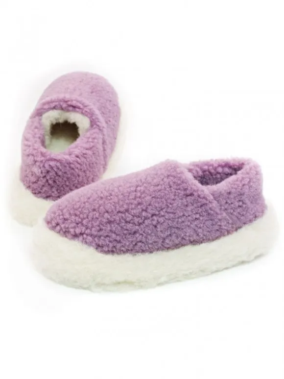 Hot Sweater Shop Lilac Wool Slippers
