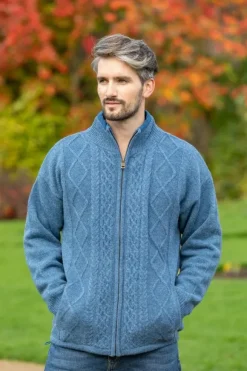 Discount Sweater Shop Lined Shetland Jacket Blue