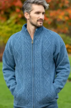 Discount Sweater Shop Lined Shetland Jacket Blue