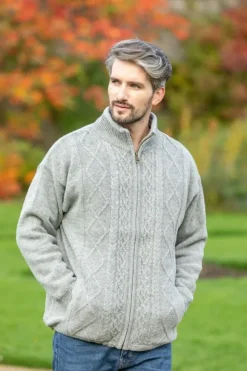 New Sweater Shop Lined Shetland Jacket Light Grey
