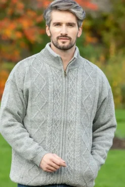 New Sweater Shop Lined Shetland Jacket Light Grey