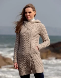 Clearance Sweater Shop Long Heart Design Coat - Oatmeal