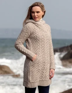 Clearance Sweater Shop Long Heart Design Coat - Oatmeal