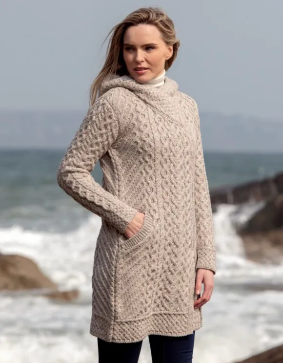 Clearance Sweater Shop Long Heart Design Coat - Oatmeal