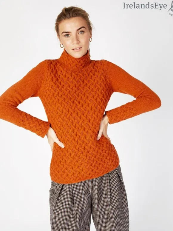 Sale Sweater Shop Luxurious Wool & Cashmere Trellis Sweater - Terracotta