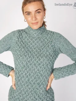 Outlet Sweater Shop Luxurious Wool & Cashmere Trellis Sweater - Ocean Mist