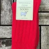 Hot Sweater Shop Luxury Ladies Cashmere Blend Socks- Bright Red (size 35-39)