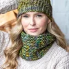 Fashion Sweater Shop Made in Ireland Snood and Hat Set Green