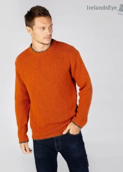 Online Sweater Shop Men's Crew Neck Wool and Cashmere Sweater Terracotta