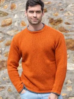 Online Sweater Shop Men's Crew Neck Wool and Cashmere Sweater Terracotta